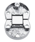 Top view of Tough As Nails Heavy Duty Zinc Alloy Table Flap Hinges 2 Pack Self Supporting Folding Hinge, oval design with screw holes.