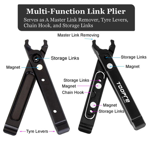 4 In 1 Bike Chain Quick Link Tool With Master Link Pliers, Quick Link Opener And Closer, Tire Levers, Chain Hook and Storage