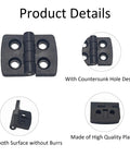Top Shelf Black Plastic Hinges Featuring Premium Hardware Included Making Electrical Cabinet Mounting A Snap While Offering Lock Tight Security And Snappy Action For Tool Boxes And Storage Cabinets, showing countersunk hole design.
