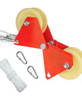 90 Degree Adjustable Corner Edge Protector L Size 120mm By 80mm For Lifting And Moving Heavy Objects Rope Block And Tackle Pulley System Around Sharp Corners Protect Ropes Cables And Hassle Free Hoisting, red steel pulley with rope and hooks