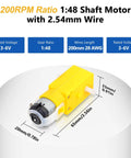 Dual H Bridge Motor Driver Board Kit For Arduino with 23mm yellow shaft motor, 200RPM, 1:48 gear ratio, 3-6V.