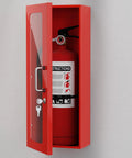 Wall Mount Fire Extinguisher Cabinet With Handle And Lock Red Heavy Duty Steel Storage Box For 10Lb Extinguisher Built To Last 24 Inch High