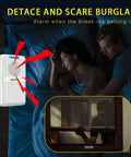 Wireless Doorbell With 600 Ft Range And 5 Adjustable Volume Levels Magnetic Door Sensor 62 Dope Chimes With Mute Mode shown in bedroom and window alert scenario.