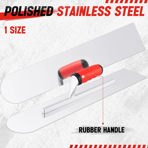 Heavy Duty Pool Trowel With Rounded Front And Square Back Edge For Fine Finish 20 By 4 Inches Stainless Steel Masonry Plastering Drywall Construction Hand Tool With Soft Grip