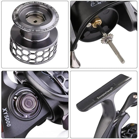 Lightweight Ultra Smooth Aluminum Spinning Fishing Reel With Graphite Spool And 13 Ball Bearings CNC Aluminum Handle Brass Gears