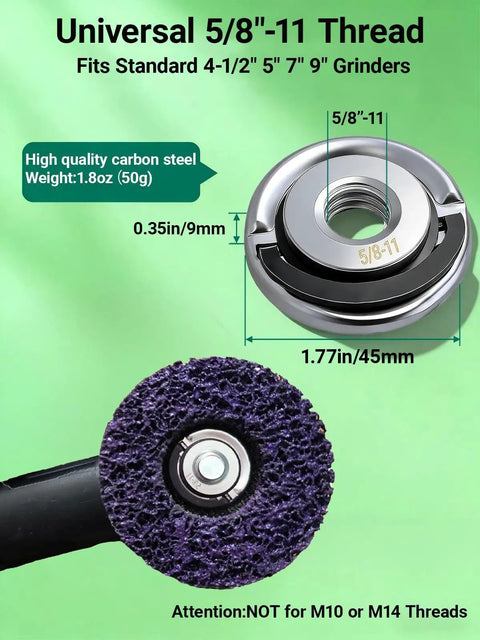 Quick Change Angle Grinder Flange Nuts With Pull Ring Design, Heavy Duty Locking Nuts For Disc Grinders, fits 5/8"-11 thread.