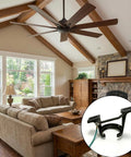 Living room with ceiling fan using Heavy Duty Cast Aluminum Vaulted Fan Adapter For Sloped Ceilings Up To 45 Degrees