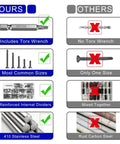 Comparison chart showing features of Heavy Duty Torx Drive Self-Tapping Screws for Metal With Flat Head 410 Stainless Steel Black Dacromet Coated TEK Screws Set.