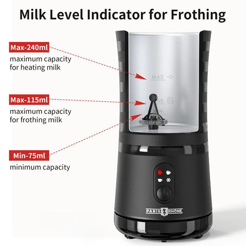 4 In 1 Electric Milk Frother For Hot And Cold Foam, Temperature Control And Auto Shut Off, with milk level indicator for frothing