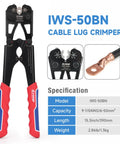 Pro Grade Battery Cable Terminal Crimping Tool Kit With Cutter And Wire Stripper All-In-One Crimper Model IWS-50BN