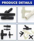 Automotive vacuum tubing connectors and vacuum caps assortment kit, 248 pcs, black and white plastic fittings