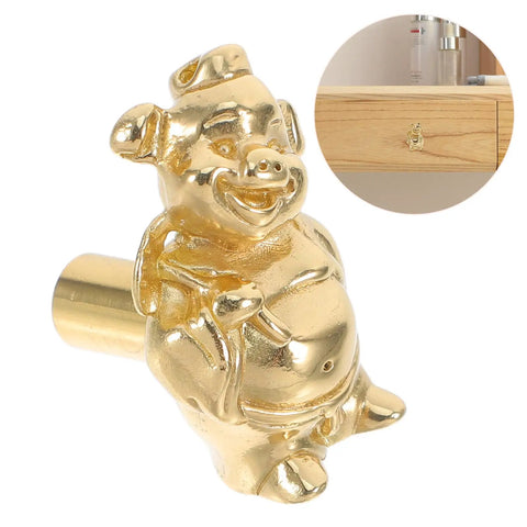Vintage Brass Pig Shaped Drawer Pulls Chinese Style Decorative Cabinet Handles For Small Drawers Dressers Wardrobes And Storage Boxes Retro Hardware With Easy Maintain Shine