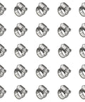 Front view of 25-pack stainless steel hose clamps, 1/4–1/2 in, worm-gear clamps for hoses