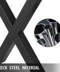 Close-up of thick steel material used in Beefy Pair Of 28 Inch Tall Steel Table Legs, 24 Inch Wide Box Frame, Heavy Duty Industrial Dining Leg Set