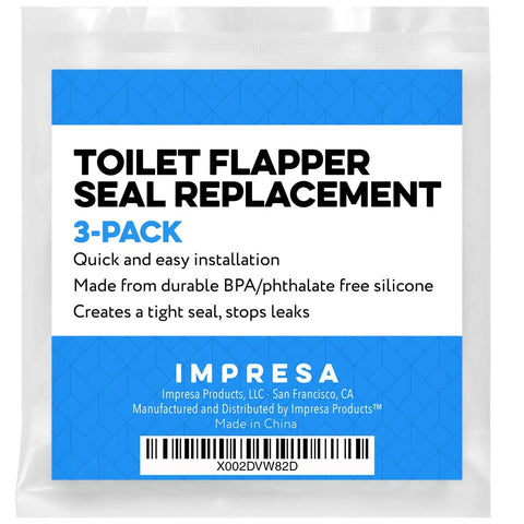 Package of 3 Pack Silicone Flapper Seal Kit For VorMax Toilet Tank with product information and barcode visible