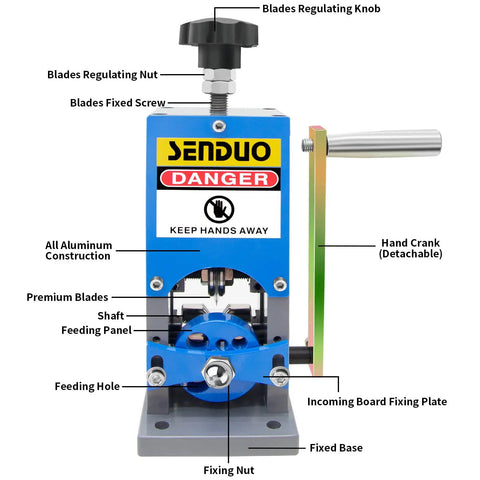 Portable Manual Wire Stripper Machine With Hand Crank Adjustable 0.06 To 1.57 Inch Cable Stripper For Drill Durable Aluminum Construction