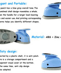 XL 3 Inch Circle Punch For Paper Crafts And Scrapbooking Easy To Use Spring Action Lever Cutter, blue whale-shaped design with safety features shown.
