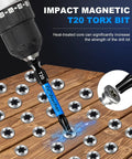 10 Pack 2 Inch T20 Torx Bit Set For Impact Driver Magnetic Star Design Pro Grade S2 Alloy Steel with hex shank on wood surface