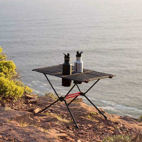 Ultralight Camping Table With Cup Holder And Carry Bag, Foldable Aluminum Backpacking Table for Camping, Picnic, Beach and Fishing Trips