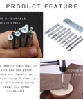 Close-up view of Snap Rivet Setter Kit 11 Piece Set With 7 Snap Fastener Tools Leather Hole Punch 2.5mm And 3mm Base And Mini Anvil Durable Steel
