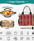 Desert Cactus Handle Insulated Lunch Bag Reusable Cooler With Adjustable Detachable Shoulder Strap, showing capacity and design.