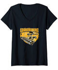 Funny Combine King Harvester Operator T Shirt For Farm Hands V Neck Tee Boss Level Harvest Day Gear For Men And Women Gift For Corn Wheat And Soy Harvest Crew, black V-neck with tractor graphic.