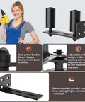 Heavy Duty Slide Gate Roller Guide With L Rear Post Steel Bracket Sliding Gate Hardware Kit Support Assembly For Sliding And Rolling Gates Garage Wood And Fence Doors Black Finish 4 Inch, showing dust-proof design and adjustable rollers