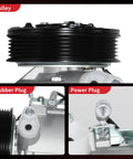 Built Tough Direct Swap Air Conditioning Compressor With Clutch Assembly For Subaru Forester Impreza Crosstrek showing pulley, rubber plug, and power plug details.