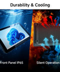 Built Like A Tank 10.1 Inch Industrial Panel PC Featuring 10 Point Capacitive Touch Screen with IP65 and silent cooling design.