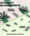 Front view of a 140-piece carbon steel feather key set for drive shafts, round-ended, sizes 8–30 mm.