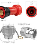 Heavy Duty 2 Inch NPSH Fire Hose Nozzle With Constant Flow Fog Thermoplastic Body Brass Stem Aluminum Camlock Fittings