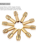 Brass Collet Mini Electric Grinder Quick Change Drill Chuck Bits Set For Rotary Tools 0.5 To 3.2 Millimeter Clamping Range