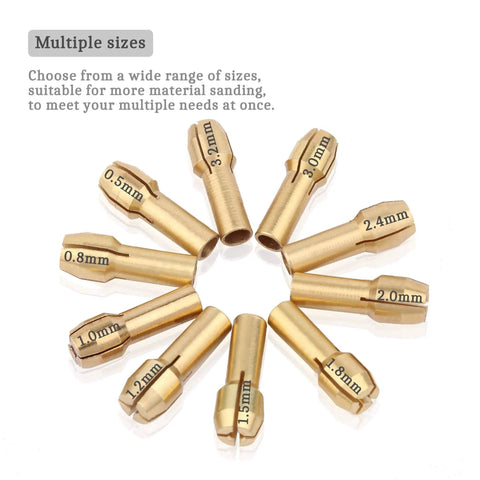 Brass Collet Mini Electric Grinder Quick Change Drill Chuck Bits Set For Rotary Tools 0.5 To 3.2 Millimeter Clamping Range