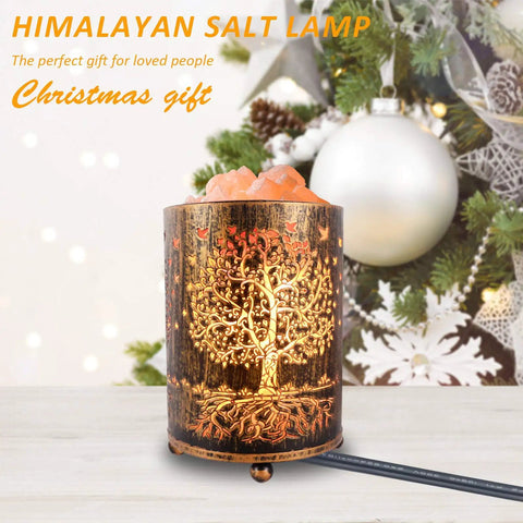 Himalayan Salt Rock Lamp With Dimmer Tree of Life Salt Basket Desk Light Retro Crystal Night Light near Christmas tree
