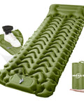 Ultralight Camping Sleeping Pad With Built-In Pump For Backpacking, Inflatable Air Pad For Hiking in green with carry bag