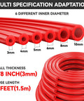 Red Silicone Vacuum Hose Kit 6 Piece Multi Size Tubing Set With One Eighth Inch To Three Eighths Inch For Auto Engine Air And Water