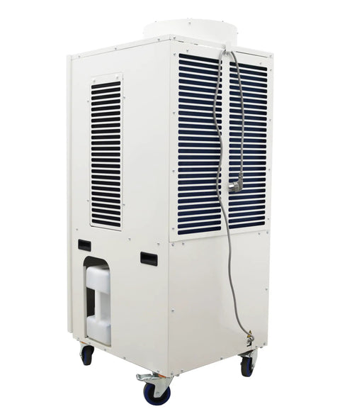 No Sweat 20400 Btu Industrial Spot Cooler, Portable Air Conditioner with adjustable louver vent, mobile design for cooling.