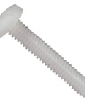 Premium Nylon Binding Machine Screws 1/4-20 X 1-1/2 Inch Slotted Head, white nylon screw with coarse thread for outdoor use.