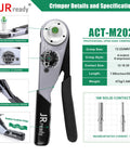 ACT M202 crimp tool for Deutsch DT Connector Kit IP68 Waterproof, handles 12 to 22 AWG with specifications shown.