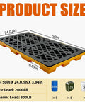 Heavy Duty Two Drum Spill Containment Platform Workhorse With 2000 Lb Capacity, Compliant Spill Pallet With Drain Outlet