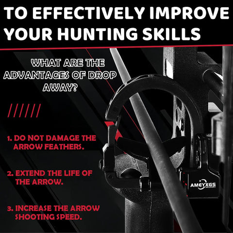 Drop Away Arrow Rest For Compound Bow, All Metal Construction With Felt To Preserve Smooth Arrow Flight, Right Hand Adjustable showing features