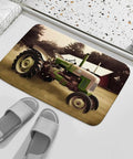Thick Soft Absorbent Old Tractor Photo Farm Bath Rugs For Bathroom Mats with Non Slip Backing in a farmhouse setting