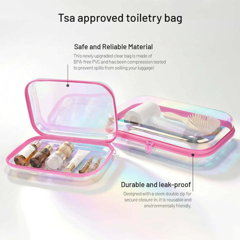 Hella Durable Clear Hard Shell Travel Organizer Cases With Smooth Zipper Closure Kickass Iridescent Coating Keeps Your Essentials Fresh Safe In A Reliable 2 Pack Set