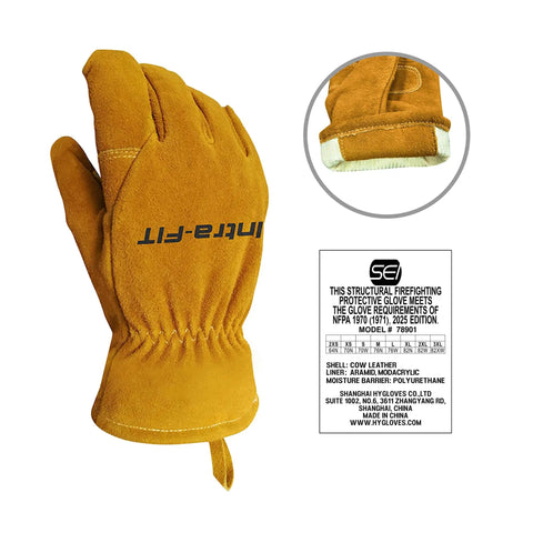alt_tag: Structural Firefighter Gloves With NFPA 1971 Compliance Moisture Barrier Heat And Flame Resistance Durable Cowhide