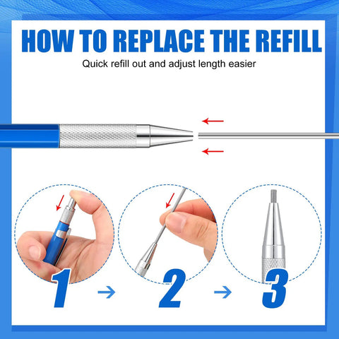 Steps to replace refill in Pro Grade Welding Pencil Set With 2 Welder Pencils And 48 Round Refills 2.0 Millimeter Tips