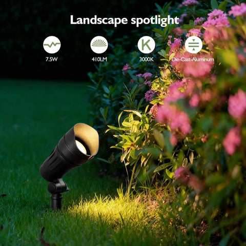Low Voltage LED Landscape Spotlights 12V Garden Lights With Connectors 7.5W 3000K Warm White Outdoor Lights For House Waterproof Yard Light