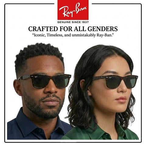 Models wearing square shape non polarized sunglasses with G15 green lens for men and women includes official eyewear kit.