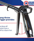 Typhoon Pro High Volume Blow Gun With 24-Inch Extension, 1/4-Inch NPT, close-up of long-throw trigger for precise air control
