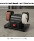 Rock Solid Mini Bench Grinder With Dual Sharpening Wheels Sturdy Benchtop Polishing Station For Garage Crews High Power Copper Motor Straight Up Workshop Upgrade on anti-vibration base