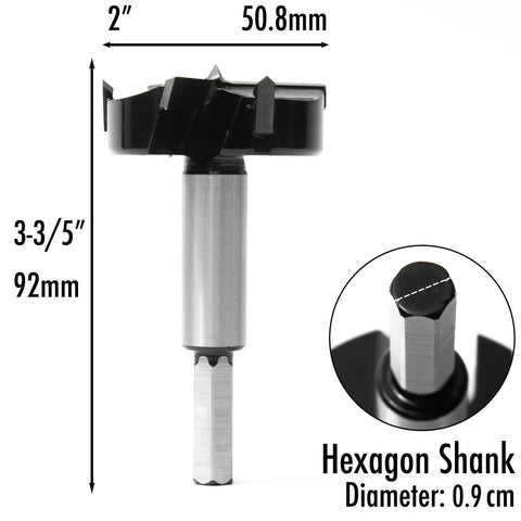 2 Inch Forstner Drill Bit With Triple Flute Carbide Tips For Clean Cuts In Hard Wood Soft Wood Veneered Plywood And Plastic